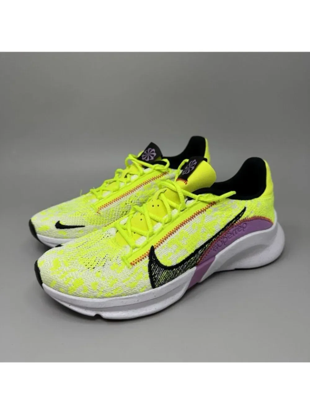 Nike SuperRep Go 3 Flyknit Next Nature Women's 8.5 Workout Shoes Volt/Fuchsia